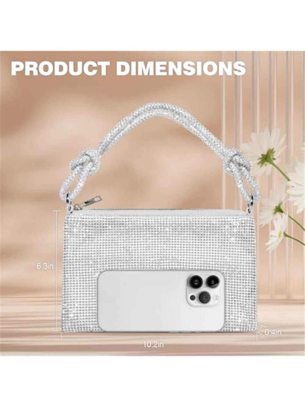 Clutch Purse for Women,Sparkly Rhinestone Evening Bag Wedding & Party - Picture 4 of 7